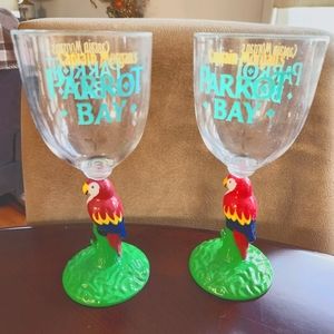 Captain Morgan, Parrot Bay, plastic parrot stem drinkware, set of 2